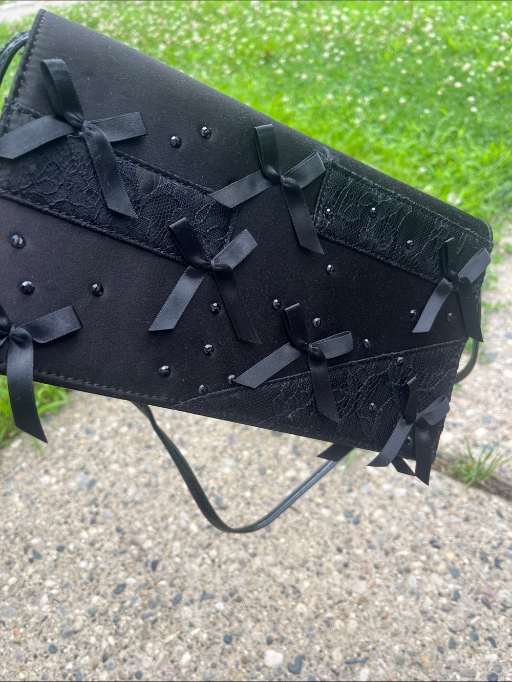 Prabal Gurung Black Lace Bow Evening Clutch